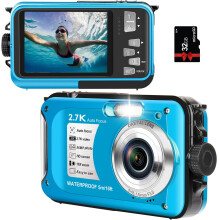4K Underwater Camera Waterproof 11FT 56MP 16X Zoom Digital Camera for Snorkeling with 32GB Card