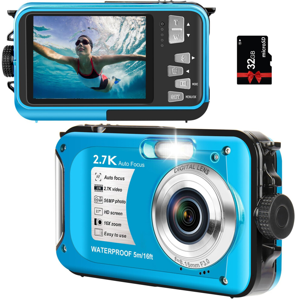 4K Underwater Camera Waterproof 11Ft 56Mp 16X Zoom Digital Camera For Snorkeling With 32Gb Card 9169991232751