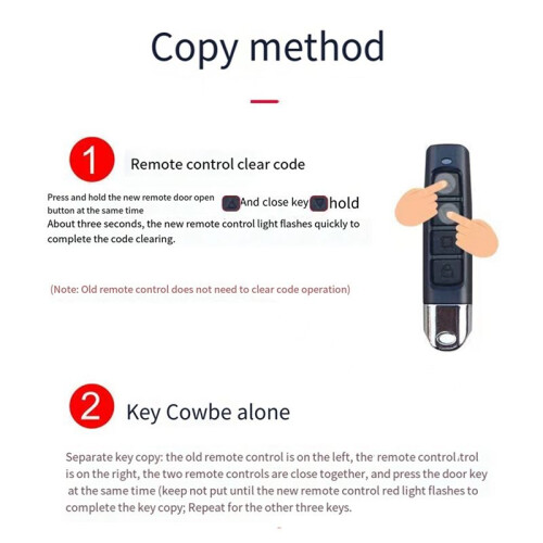 2 Pcs 433Mhz Copy Remote Control Car Key Garage Door Opener Copy Remote Control 4key Wireless Controller Receiver 2