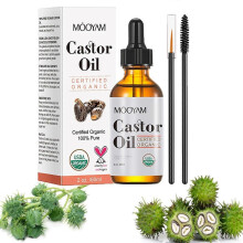(2PCS) Organic Castor Oil, 100% Pure Cold Pressed Unrefined, For Hair Growth, Eyelashes, Eyebrows, Skin Moisturizing, Facial Care, 16 fl oz