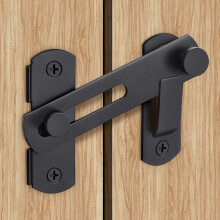 Black Barn Door Latch with Screws, Rustproof 180 Flip Sliding Door Lock for Gate, Fence, Window
