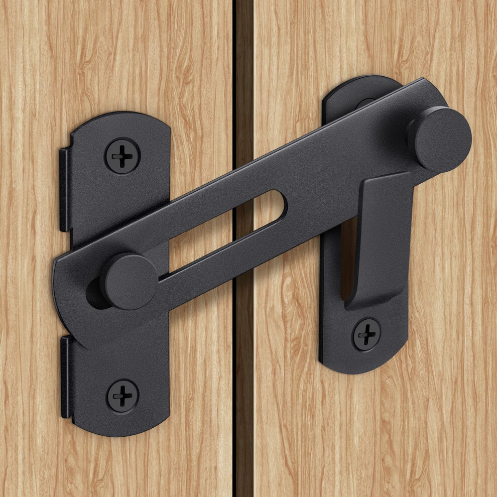 Black Barn Door Latch With Screws, Rustproof 180 Flip Sliding Door Lock For Gate, Fence, Window 9771547211082