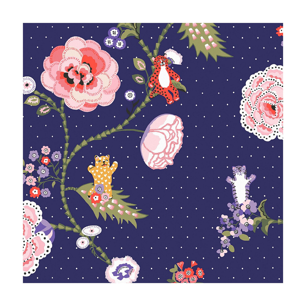 Cath Kidston Catnip Navy Wallpaper 5011583705676