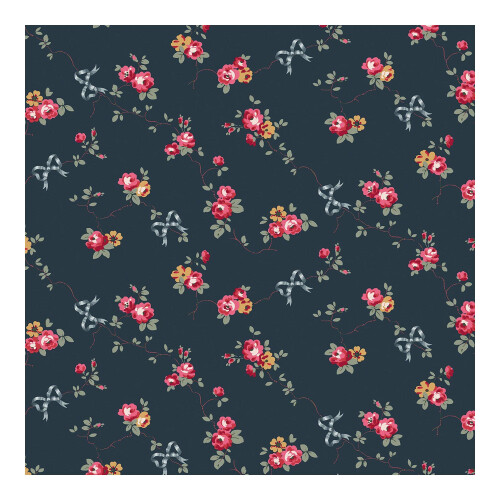 Cath Kidston Rose & Bows Navy Floral Wallpaper