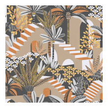 Envy Vacay Ochre Natural Floral Wallpaper