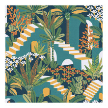 Envy Vacay Tropical Night Green Floral Wallpaper