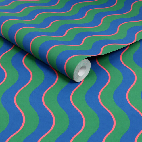 ENVY Envy Making Waves Neon Nights Blue Stripe Wallpaper 1