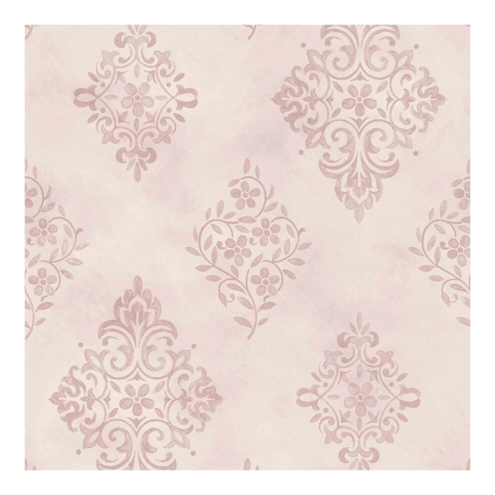 Shabby Chic By Rachel Ashwell Diamond Motif Pink Damask Wallpaper 5011583625684