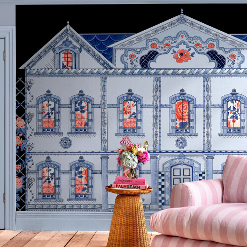Cath Kidston Doll House Navy Fixed Size Mural | Wallpaper Roll 2