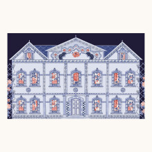 Cath Kidston Doll House Navy Fixed Size Mural | Wallpaper Roll
