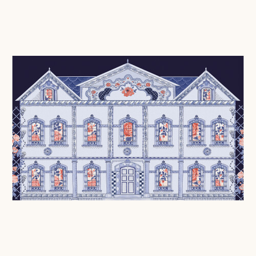 Cath Kidston Doll House Navy Fixed Size Mural | Wallpaper Roll