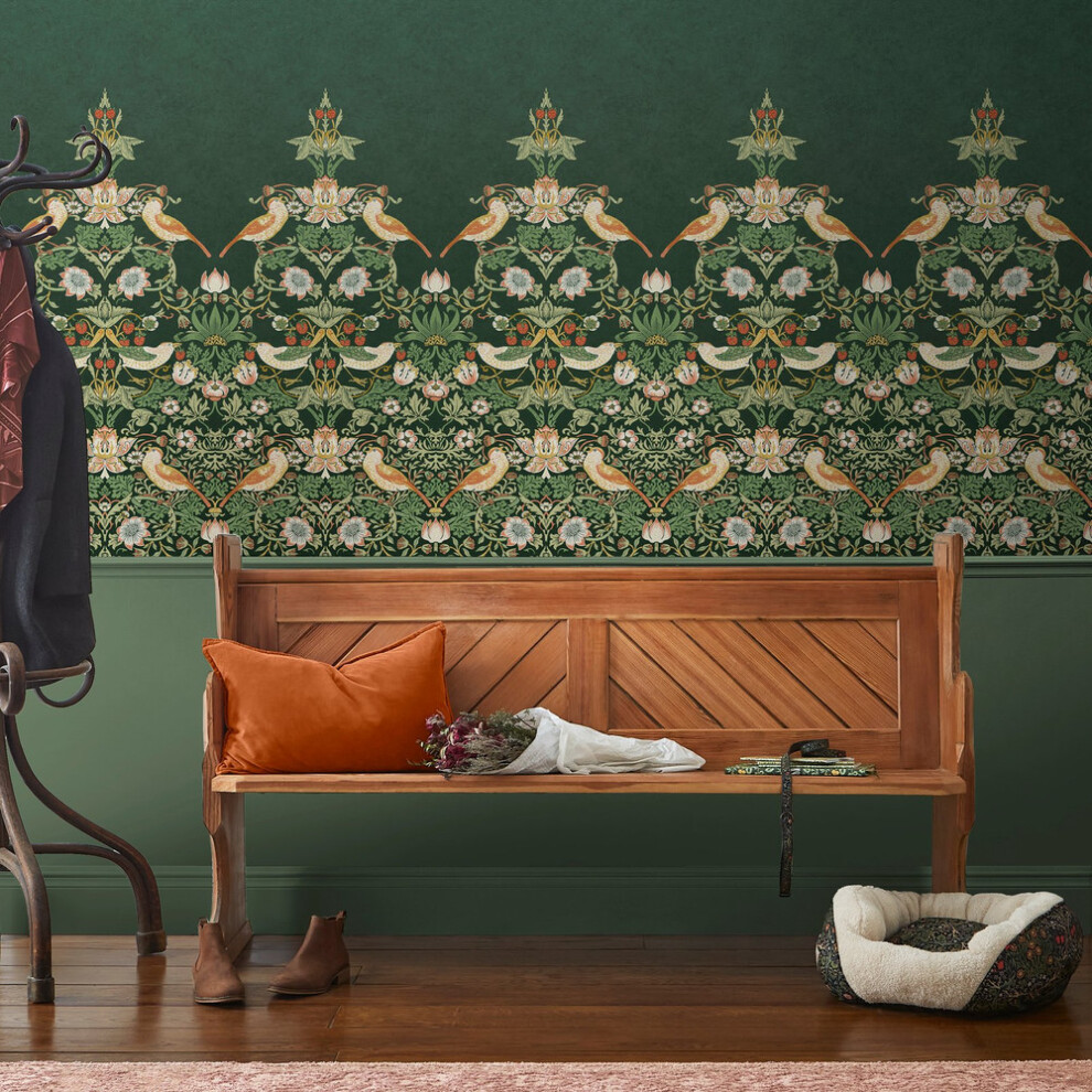 William Morris At Home Strawberry Thief Green Fixed Size Print To Order Mural | Wallpaper Roll 5011583627039