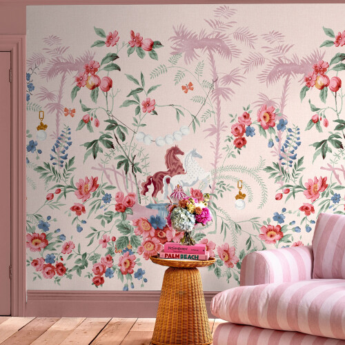 Cath Kidston Colourful Life Pink Fixed Size Mural | Wallpaper Roll 2