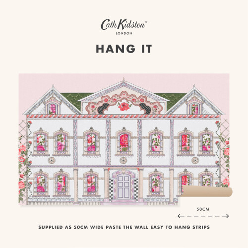 Cath Kidston Doll House Pink Fixed Size Mural | Wallpaper Roll 1