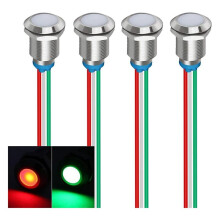 Voyant D'Économie D'Énergie Bicolore (Vert et Rouge) 12 mm (1/2 Pouce), Lumière LED Bicolore 12 mm 12 V/24 V/20 MA pour Montage sur Panneau