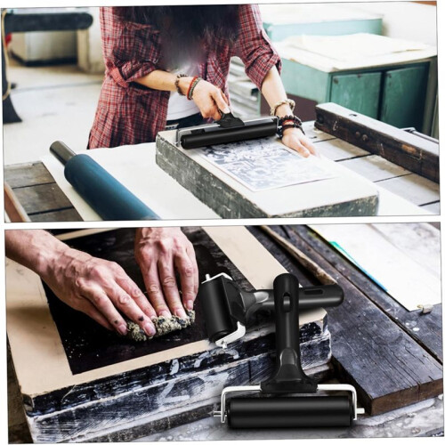 3pcs Drum Baler Reusable Brayers Art Printing Roller Brayers for Gel Printing Gel Printing Roller Reusable Rubber 1