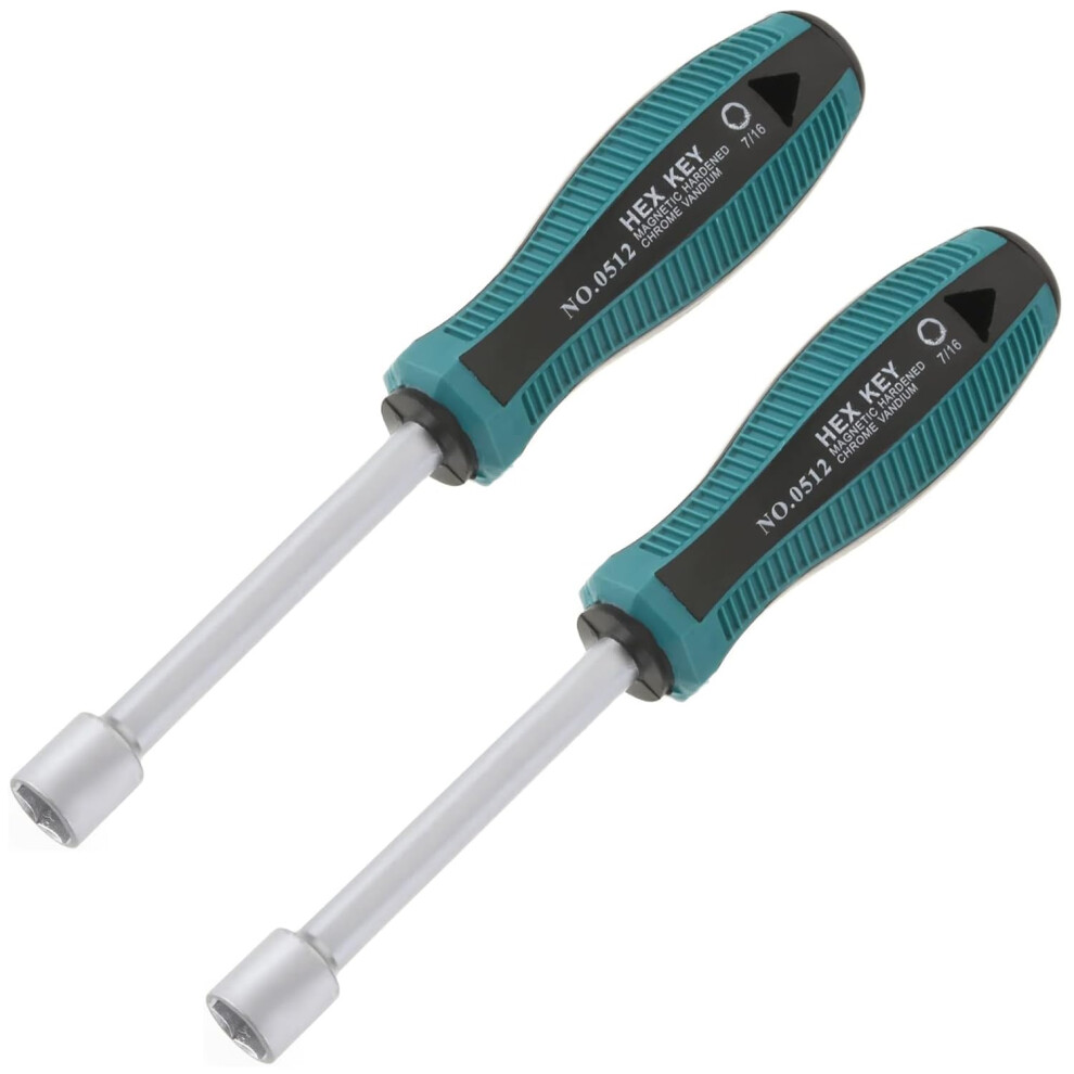 7/16 Inch Nonmagnetic Hex Nut Driver Set, Ergonomic Nonslip Grip, 45# Steel Shaft, 2Pcs 9169991233062