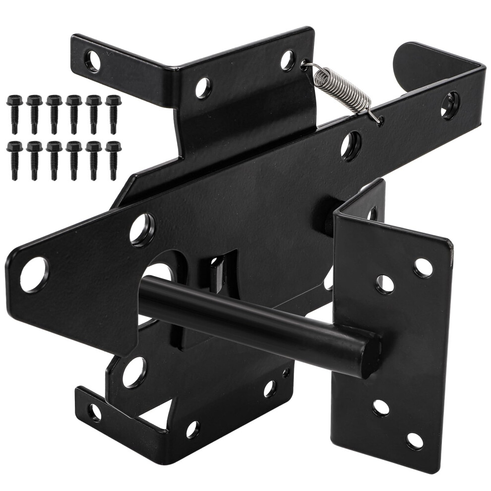 Heavy Duty Automatic Selflocking Gate Latch For Wooden And Metal Fences, Weatherproof Black Steel 9771547211549
