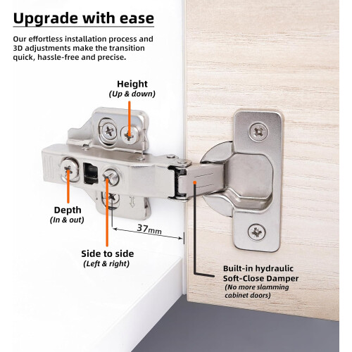 Full Overlay Soft Close Cabinet Hinges 105 Frameless Concealed Kitchen Door Hinges 20 Pcs 1
