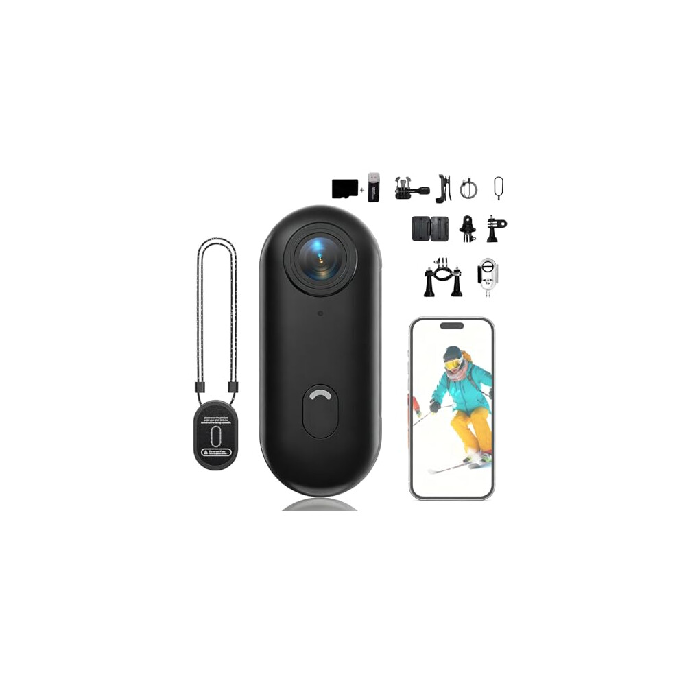 Pov Action Camera 4K Waterproof Ultra Wide Mini Wearable Cam With Magnetic Mount 256Gb Black 9771547211839