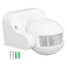Wall Mounted Outdoor Motion Sensor Light with Dusk to Dawn PIR, 180 Detection, Adjustable Timer, White