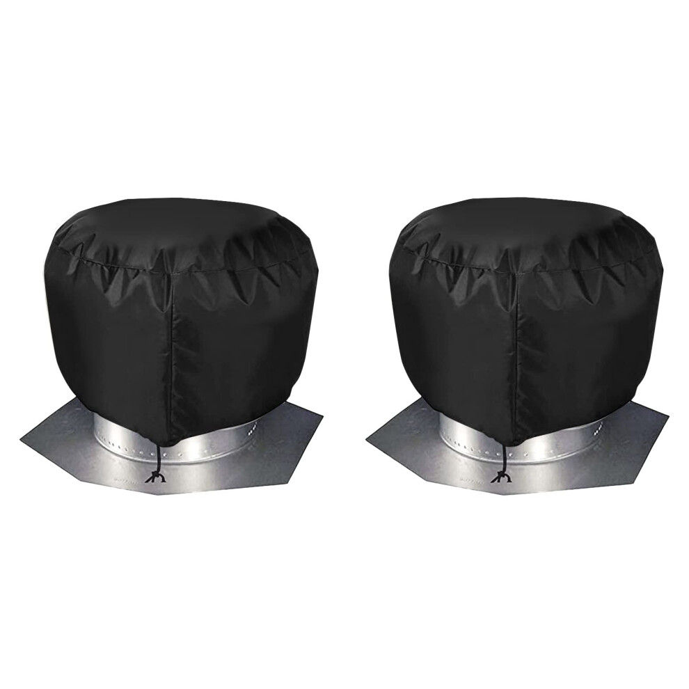 20X20 Roof Turbine Vent Cover, Waterproof Dustproof Oxford Fabric With Secure Drawstring, 2 Pack Black 9169991233871