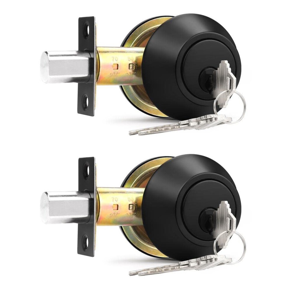 Black Double Cylinder Deadbolt Lock Set, Keyed Alike For Front And Exterior Doors, 2 Pack 9169991234069