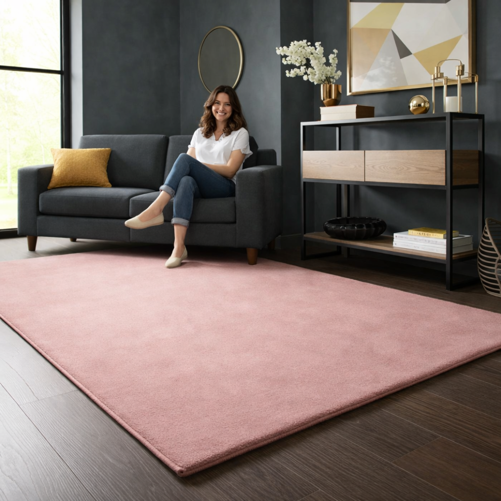 Imperial Rooms (200 X 290 Cm (6Ft 6In X 9Ft 5In)- Extra Large Rugs Bedroom Living Room Indoor Outdoor Rug, ) Modern Living Room Rugs Fluffy Shaggy Bedroom Carpet Pink