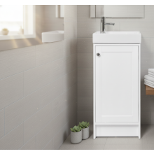 400mm Traditional Floorstanding Cloakroom Vanity Unit and Basin - White - Whitley By Voda Design
