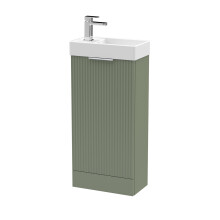 Hudson Reed Fluted 400mm Floorstanding Vanity Unit & Basin - Satin Grey