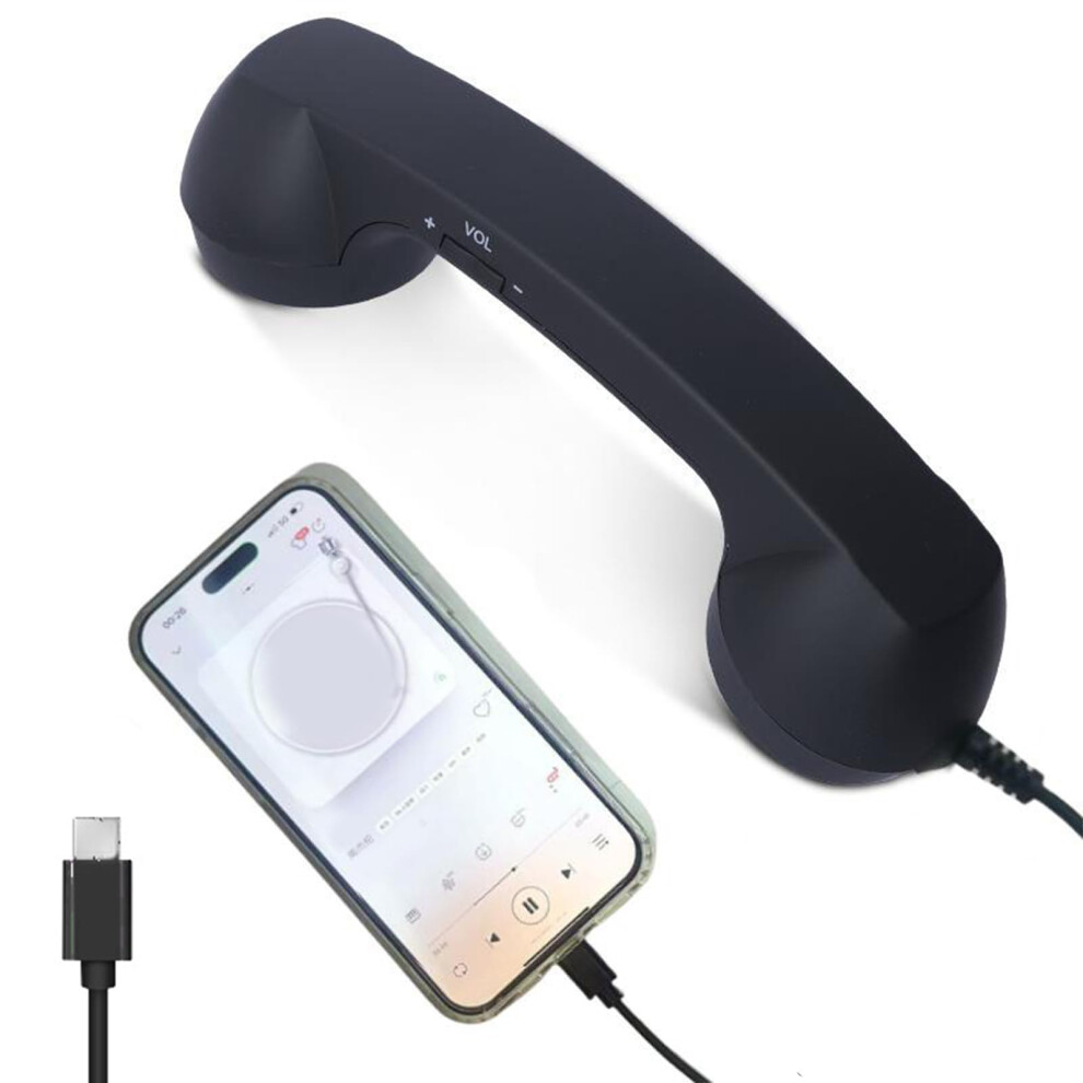 Retro Phone Handset Typec Vintage Style Receiver With Clear Call Quality And Ergonomic Grip Black 9169991234175