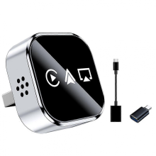 (Schwarz & Silber) Kabelloser CarPlay-Adapter 3-in-1 AirPlay, CarPlay, Android Auto, Smart AI Box, USB-Dongle, Plug & Play, kabelgebundenes