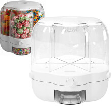 Rotating Snack Dispenser 360 with 6 Compartments Candy Organizer for Countertop and Movie Night