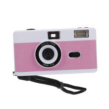 2 Pcs Reusable 35mm Vintage Film Camera with Builtin Flash, Compact Design, White Pink Purple