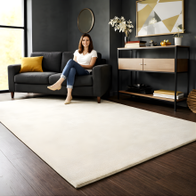 (120 cm x 170 cm (4ft x 5ft 8"), Cream) Modern Living Room Rugs Fluffy Shaggy Bedroom Carpet Runner Indoor Outdoor Rug Floor Mats