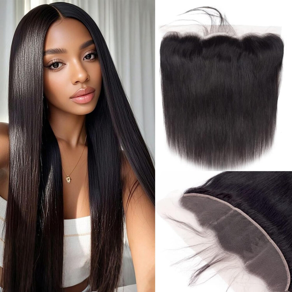 Unisex 13X4 Hd Lace Frontal Brazilian Virgin Hair Wig Straight Human Hair Preplucked Baby Hair 14 Inch