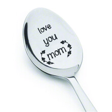 Mother's Day Gift Love You Mom Engraved Coffee Spoon Stainless Steel from Son and Daughter