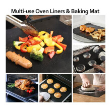 Oven Liners for Bottom of Oven, 5 Pack 16X24 Inch Thick Heavy Duty Non Stick Oven Mats, Reusable Oven Liners Black