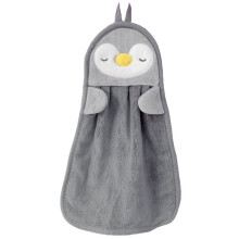 Hand Towel Hanging Absorbent Baby Hand Towel Cute Penguin Duck Skin-Friendly Soft Children,Grey