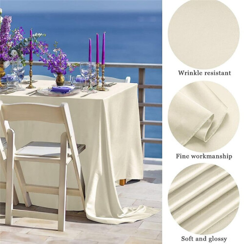 High-End Hotel Banquet Wedding Scene Tablecloth Solid Color Rectangular Glossy Satin Table Cloth Color Ding Tablecloth 2
