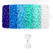 6000 StüCk Tonperlen für die Herstellung Von ArmbäNdern, Polymer-Tonperlen, Flache Runde Tonscheiben-Perlen für die Schmuckherstellung, 6 Mm, Blau