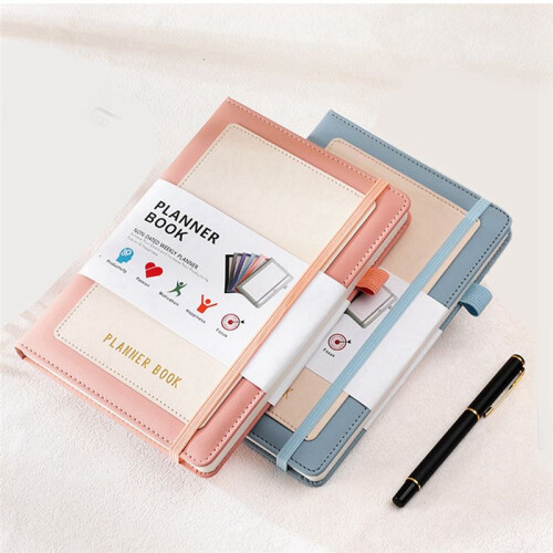 Caderno Week Planner 2024 com Capa de PU, Capa Dura MéDia (A5), 5,9 X 8,4 Polegadas Azul 2