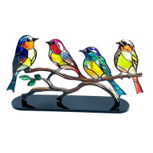 Gebeizte VöGel auf Zweigen, Desktop-Ornamente, Doppelseitiges Acryl, Flache Tischkunst, Heim- und Raumdekoration