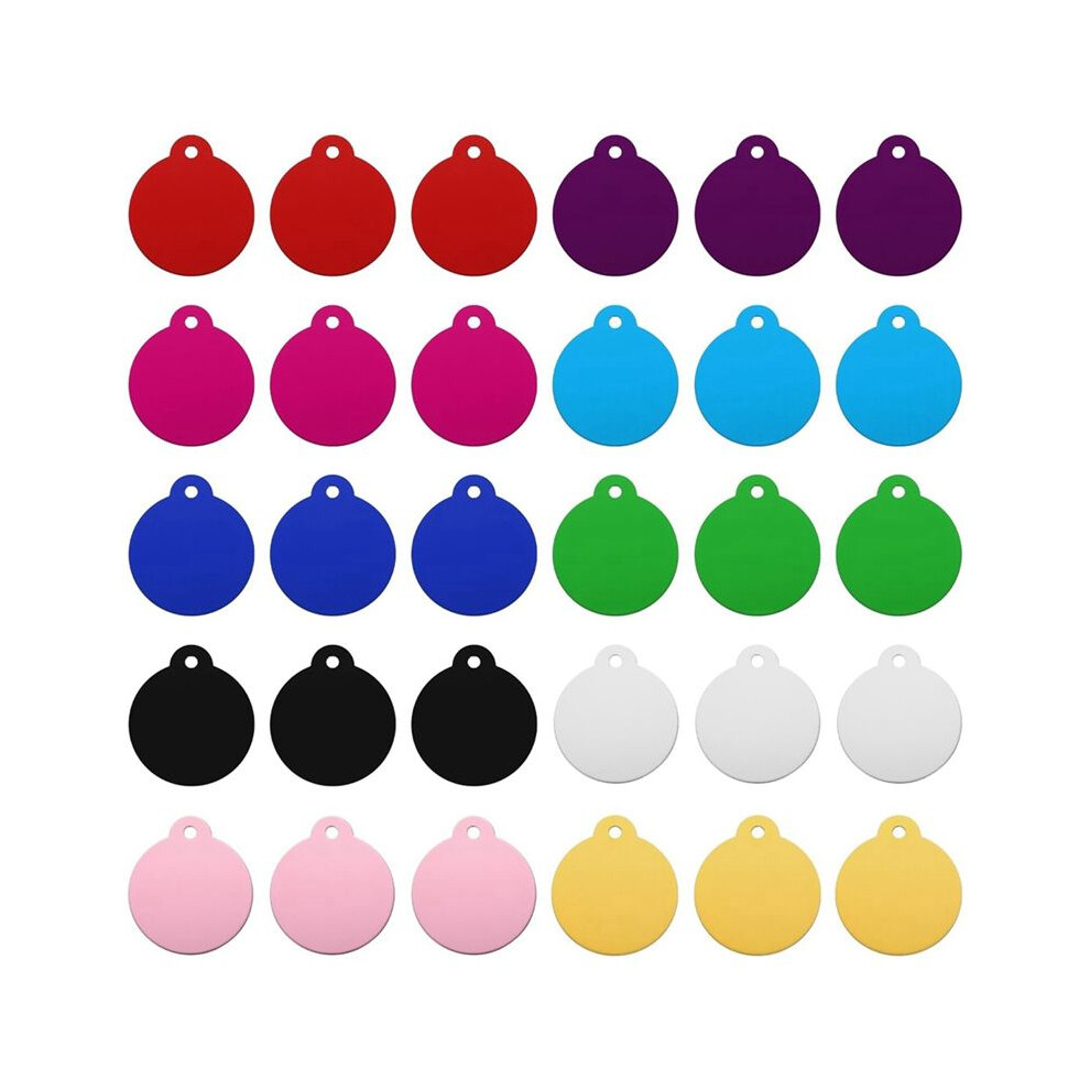 30Pcs Round Laser Engraving Blanks Tags, Stamping Blank Tags, Dog Id Tag, 10 Color Diy Metal Tags For Pet, Tags 4713157323064