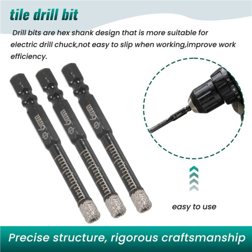 10Pcs Diamond Drill Bits,6mm Dry Diamond Core Drill Bit Set for Ceramic,Granite,Tile,Glass,Marble,Brick,Stone 2