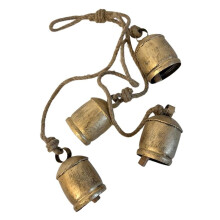 4PCS Cow Bells Cluster Rep Large Rustic Vintage Lucky Cow Bells Rope Wall HäNgande