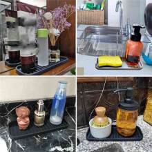 2 Soportes de Silicona para Fregadero de Cocina, Dispensador de JabóN, Bandeja para Encimera, BañO, Ducha, Champú, Bandeja de Almacenamiento,
