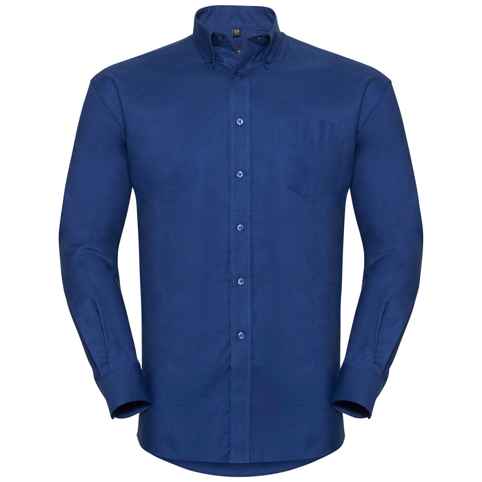 Russell (19 Inch, Bright Royal ) Mens Oxford Easy-Care Long-Sleeved Shirt Blue