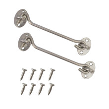 2PCS Heavy Duty Stainless Steel Cabin Hook and Eye Latch 6 Inch Rust Resistant Gate Latch Silver