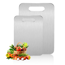 304 Stainless Steel Cutting Board – Hygienic Nonporous Surface, Dishwasher Safe for Meat and Vegetables, Medium Size